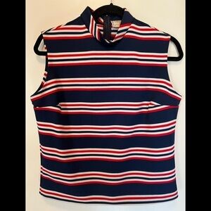 Vintage James Kenrob polyester red/white/blue mock neck shell